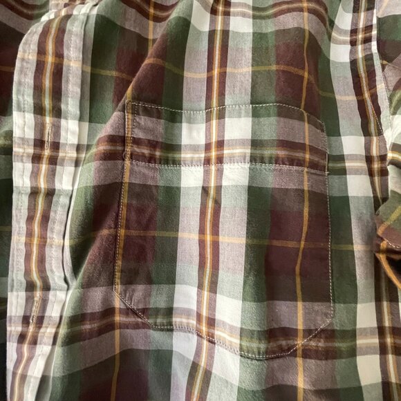Filson Mens Large Sutter Sport Brown/Green Plaid Long Sleeve Button Down Shirt - Picture 4 of 6